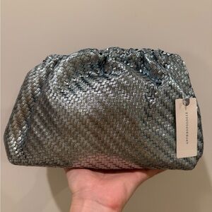 Elegant Blue Woven Chain Bag
